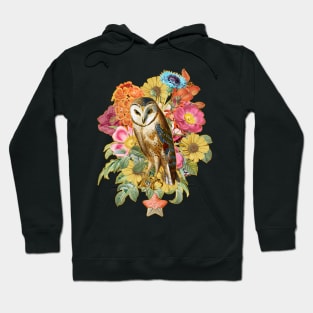 Vintage Owl with Flowers Hoodie